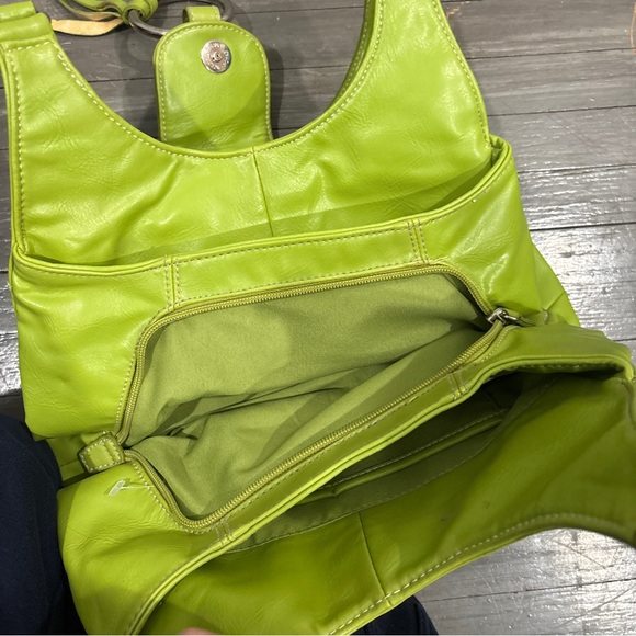 Lime Green Women's Shoulder Bag with Ring Detail - Picture 6 of 6